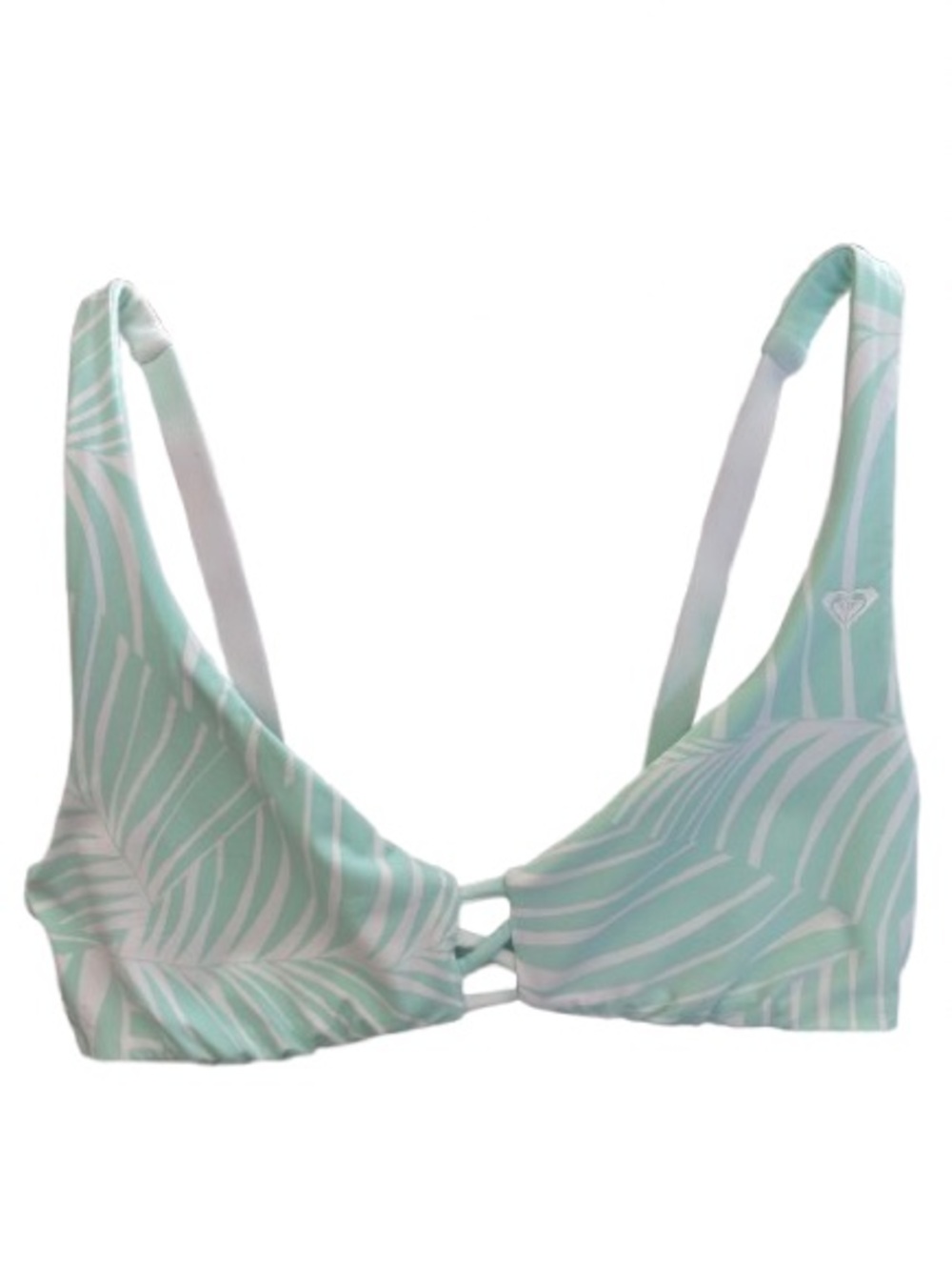 Roxy Palm Tree Dreams Mint Green White Reversible Triangle Bikini Top Size M